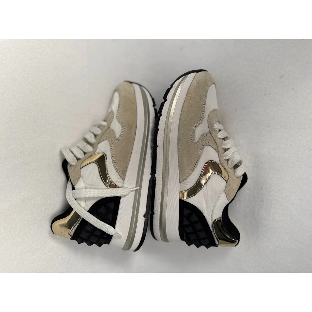 Voile Blanche Womens Metallic Gold Mesh Platform Sneakers Trainers Size 38